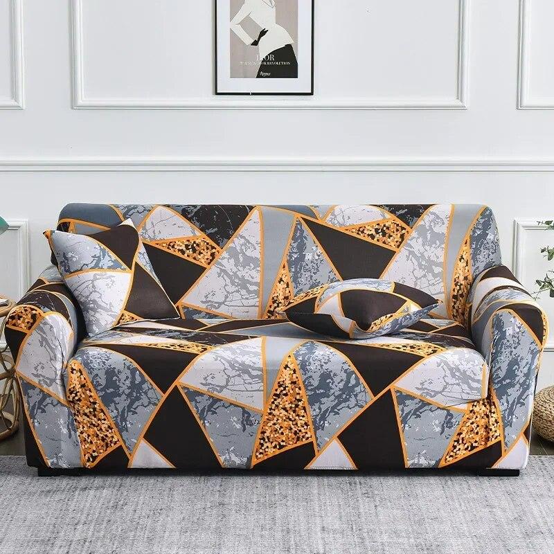 Bedruckter Stretch-Sofabezug für Wohnzimmer, L-förmiger Kombinations-Chaise-Sofabezug, Heimdekoration, 1/2/3/4 Sitze, abnehmbar