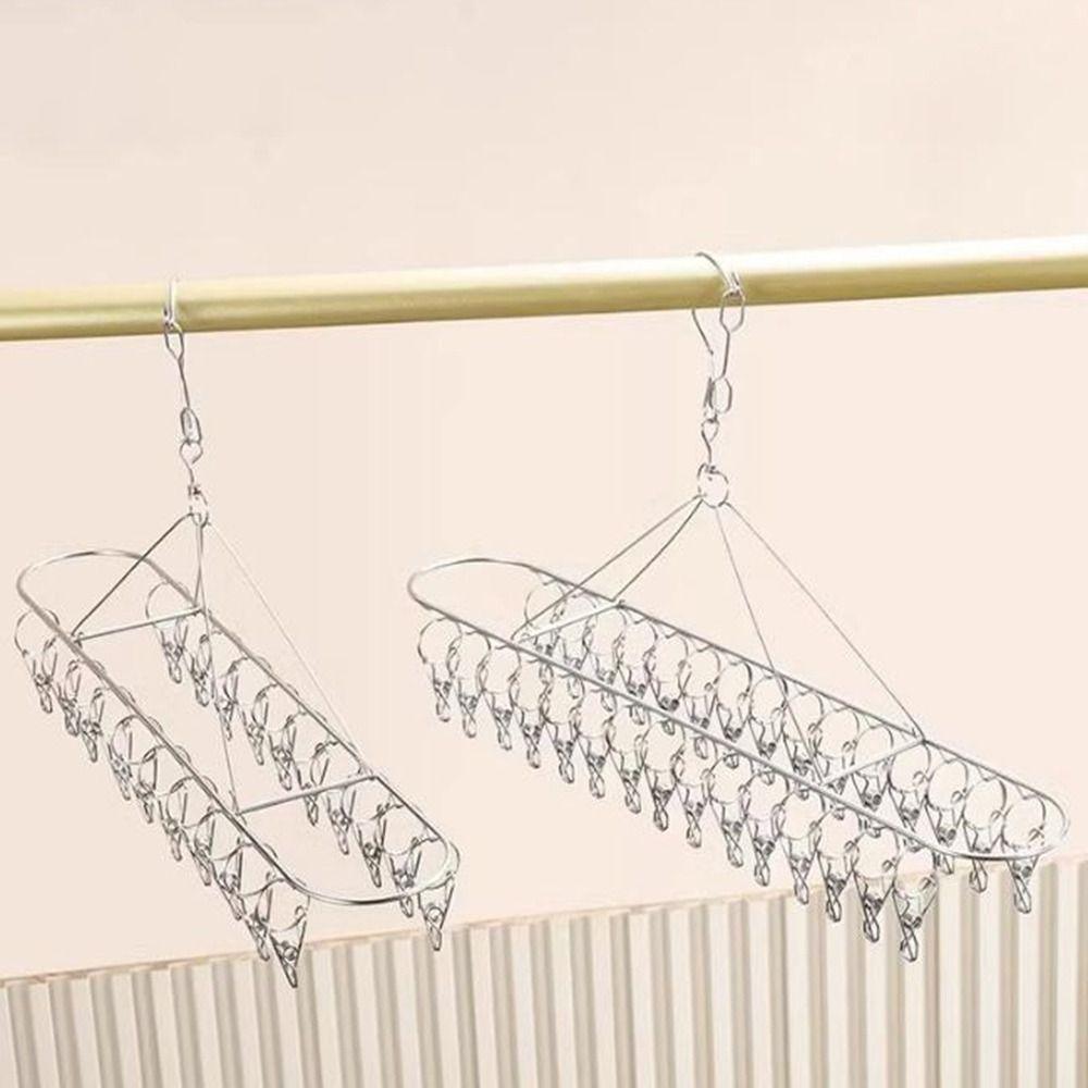 Stainless Steel Sock Laundry Airer Windproof Underwear Socks Holder Laundry Hanger for Home