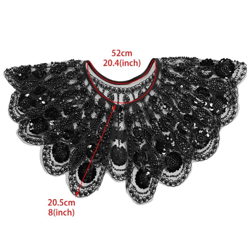 Elegant Embroidered Beaded Mesh Collar Detachable Shawl Scarf Stylish False Collar For Women Fashion Accessory