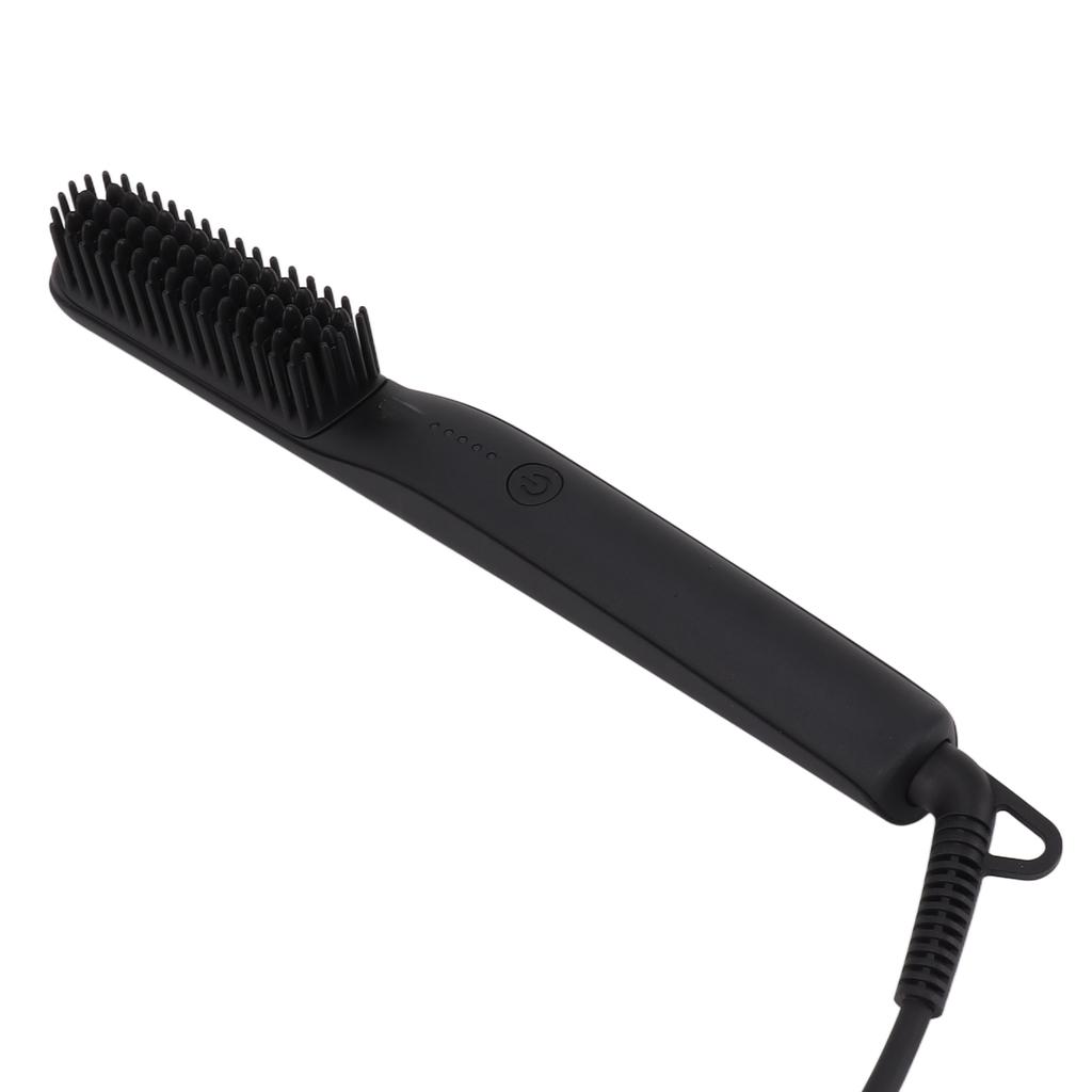 Electric Hair Straightener Brush Negative Ion Hair Straightener Styling Comb 100‑240V Black EU Plug
