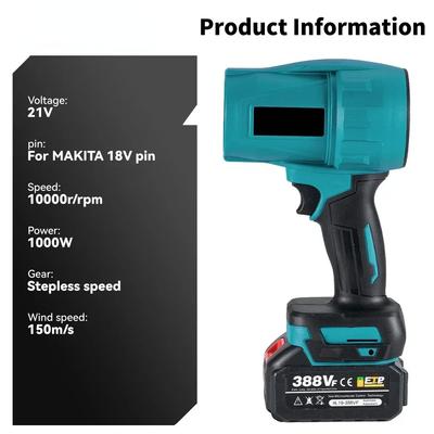 1000W Electric Turbo Jet Fan Blowers Cordless Portable Violent Hair Dryer High Power Dust Snow Leaf Cleaning Power Tool