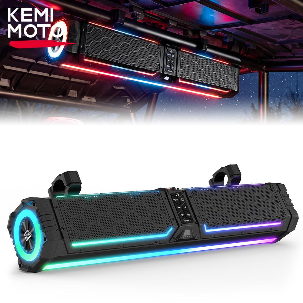 KEMIMOTO Midnight 80Gen2 UTV Bluetooth Soundbar Deeper Outdoor Bass Speaker Compatible with Polaris RZR for Can-Am for Golf Cart