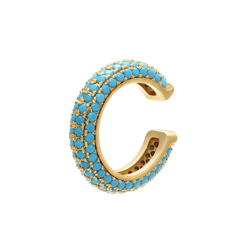 Bead Buckle Jewelry Micro-Inlaid Colored Diamond Ear Bone Clip Color Zirconium Simple Ear Clip Earrings Copper 18K Gold-Plated Ve131