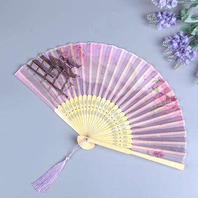 Vintage Style Bamboo Folding Fan Tassel Elegent Female Fan Chinese Japanese Folding Fan Shank Classical Dance Fan Home Decor