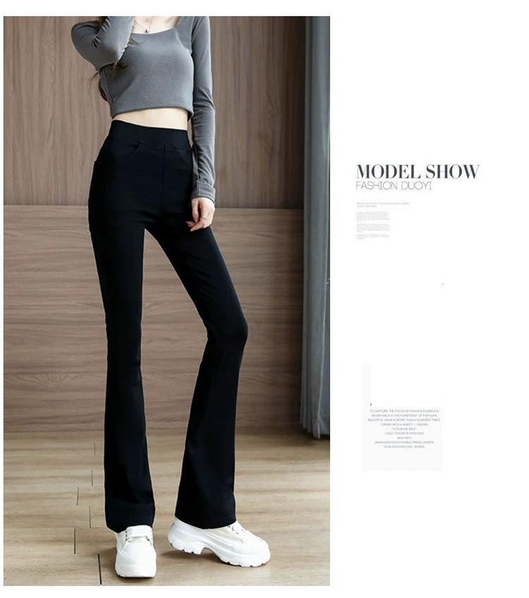 Winter Warm High-Waisted Flared Pants for Women, Plus Size, Straight Leg, Casual Suit for Spring and Autumn 2024