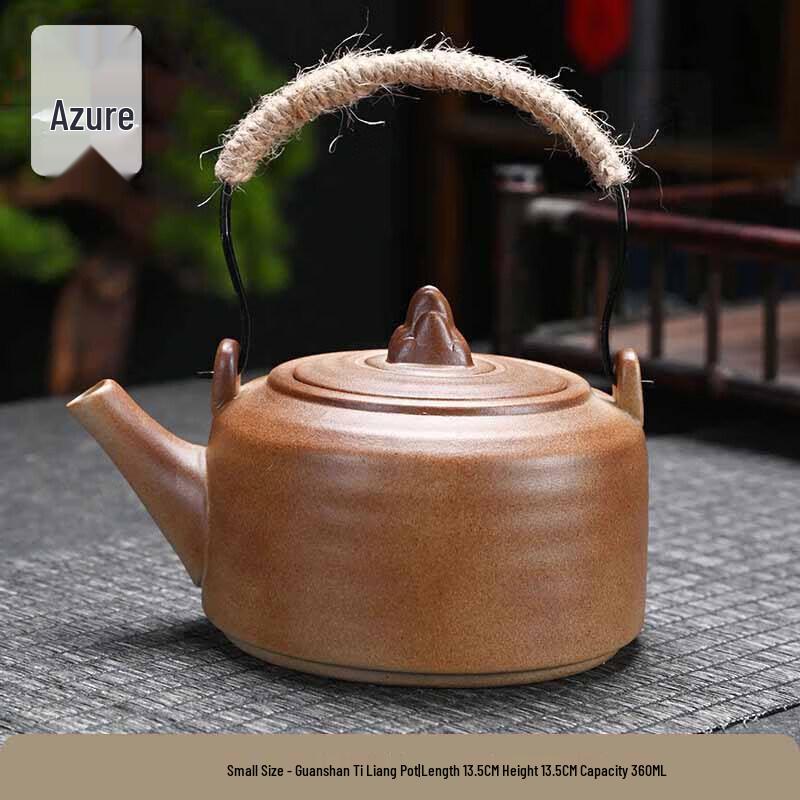 Coarse Ceramic Open-Flame Tea Kettle & Warmer Set