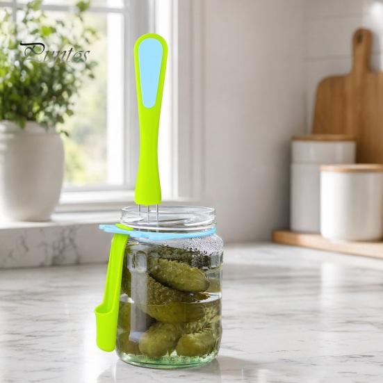 Colander And Fork Combo Olive Spoon Set, Hands-Free Long Handle Jar Clamps, Multi-Functional Pickle Utensils Grabber Tool, for Olives Can Onion