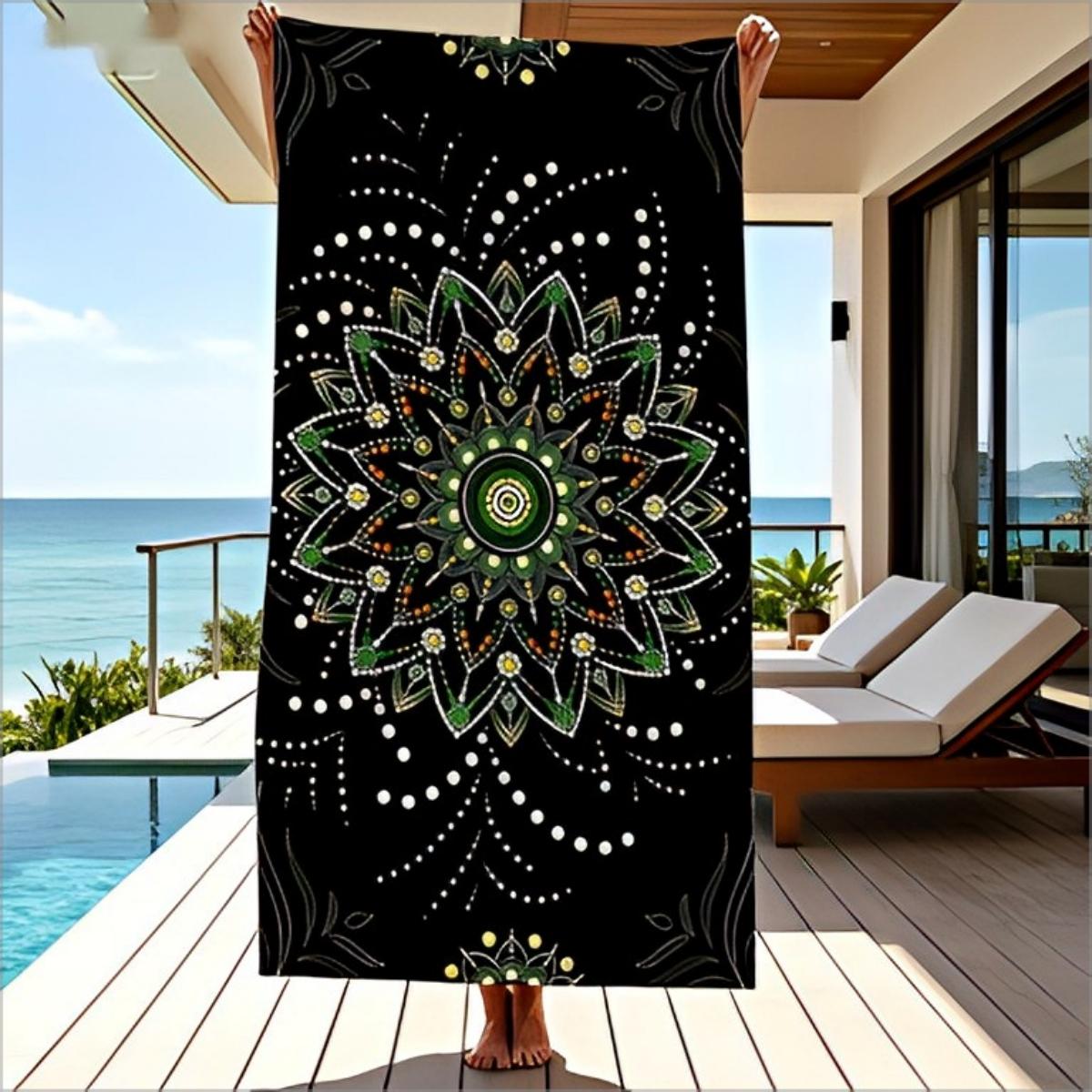 

Double Sided Boho Mandala Throw Pillow Cover Green Black Floral Print Decorative Cushion Case for Sofa Couch Boho Home Decor W40*H60(CM)