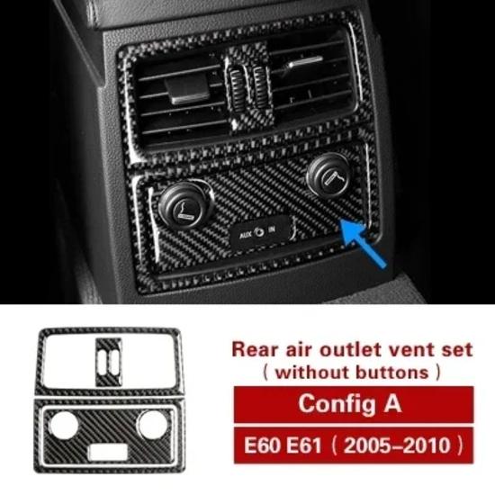 For BMW 5 Series E60 E61 2005-2010 Carbon Fiber Rear Exhaust Vent Outlet Trim Sticker Tuning Cover Car Interior Accessories Carbon Fiber A