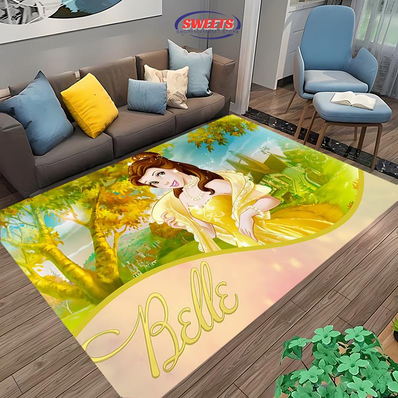 Neue Regale!Disney Belle Prinzessin Teppich, Wohnzimmer Schlafzimmer Bürobereich Kinderzimmer nach Wahl, Rutschfeste Maschinenwaschbare Matte