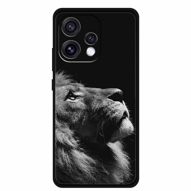 For Oppo Reno15 5G Case 6.59" Cute Cat Balck Edge Soft Silicone Wolf Phone Back Cover For Oppo Reno 15c 5G Protective Lion Funda