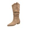 Large Tube Circumference Large Size Women's Shoes Suede Stacking Boots Western Cowboy Boots Thick Leg Boots Thigh Circumference Knight Boots