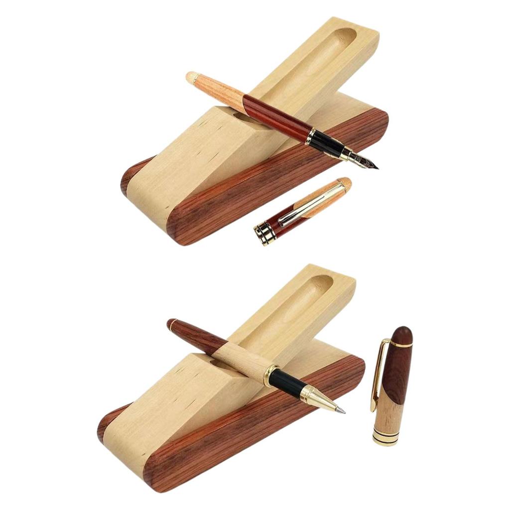 Pen Holder Pencil Case Wooden Office Supplies with Lid Portable Art Supply Pen Set Stationary Organizer for Home