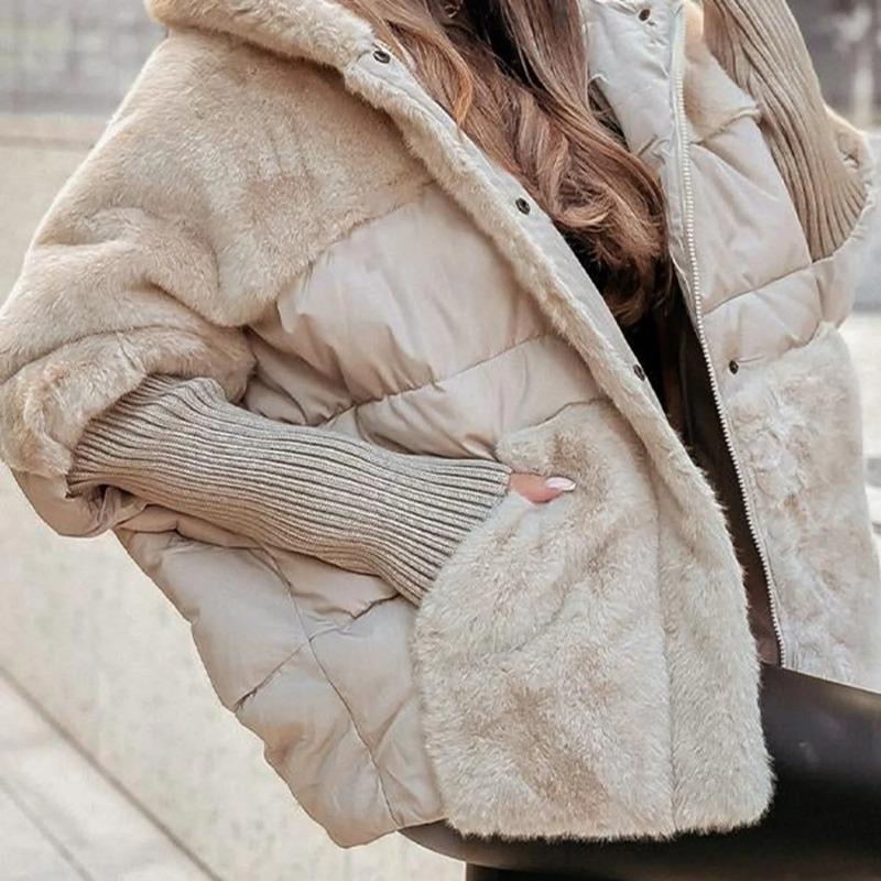 Winter Women's Loose Cotton Coat Loose Leisure Coat Comfort Chic Long Sleeve Hooded Jacket