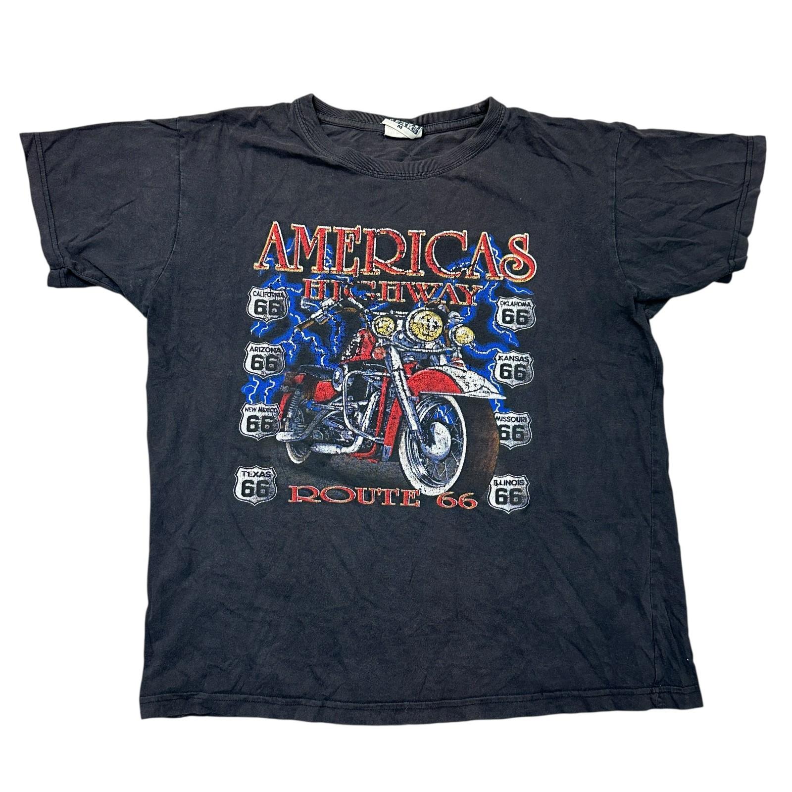 Route 66 T-Shirt Mens Womens Tees Top America Highway Crew Neck Short Sleeve Black Mens S