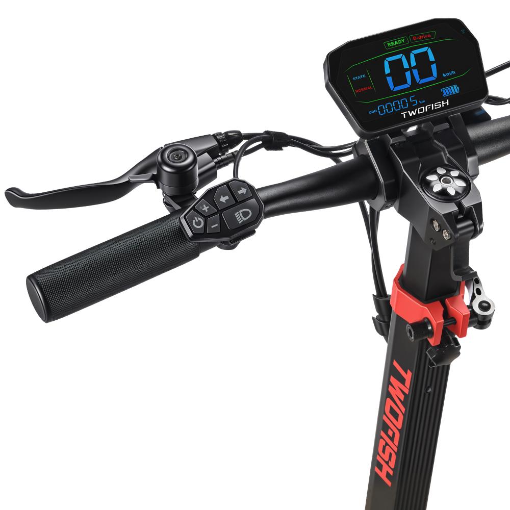 TWOFISH V4Max Offroad Elektro-Scooter 55 km/h Höchstgeschwindigkeit 75KM Maximale Reichweite 800W Motor 52V23AH Batterie 11 Zoll Reifen E-Scooter