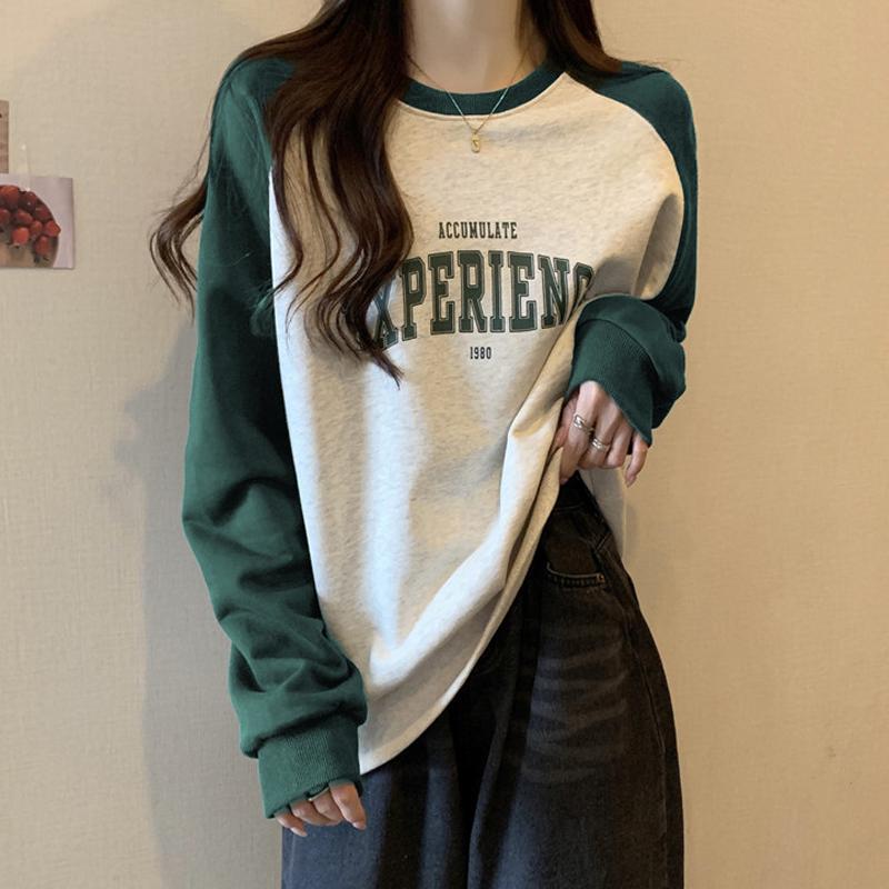 Damen Colorblock Raglan Langarm Fleecegefüttertes Oberteil - Trendige Frühling/Herbst Schicht