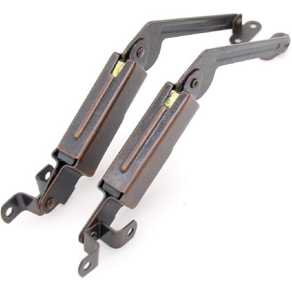 1 Pair of Self-Balancing Lid Support Hinges, Left & Right, Dark Bronze Tone Hinge with Screws for Sofa, Box, Cabinet, Open Length 7.9-in (20 Cm)