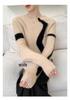 Women's Cashmere Color Block Round Neck Pullover Sweater - Elegant Style, Warm Knit