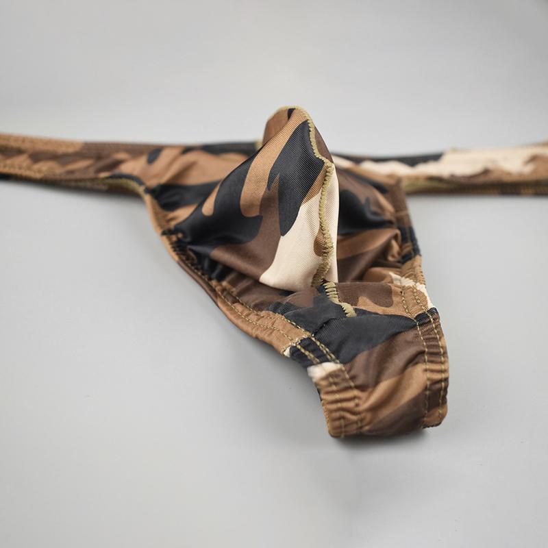 1 ks Pánské spodní prádlo Polyesterové vlákno Sexy G-string T-back Bikiny S nízkým pasem Maskáčová kapsička Tanga
