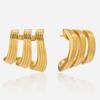 Design Sense Classic Style 18K Gold, Threaded Three-layer Earrings Versatile Earrings