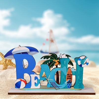 Ornement de table nautique en bois, bateau de plage, lettre, décoration murale côtière, décoration de bureau pour la maison, bar, artisanat miniature