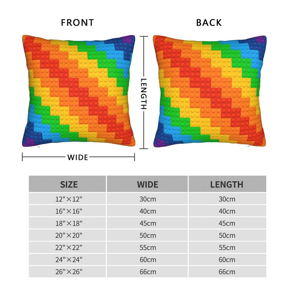 Rainbow Gradient Building Blocks Print Pillowcases Cute Funny Pillow Case For Chair Sofa Home Decor Soft Pillow Cover