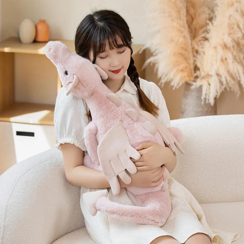 30/50/70/90cm Flying Dragon Cartoon Plush Toy With Wings Blue Green White Pink Long Dragon Plush Toy Pillow Gift For Boys Girls