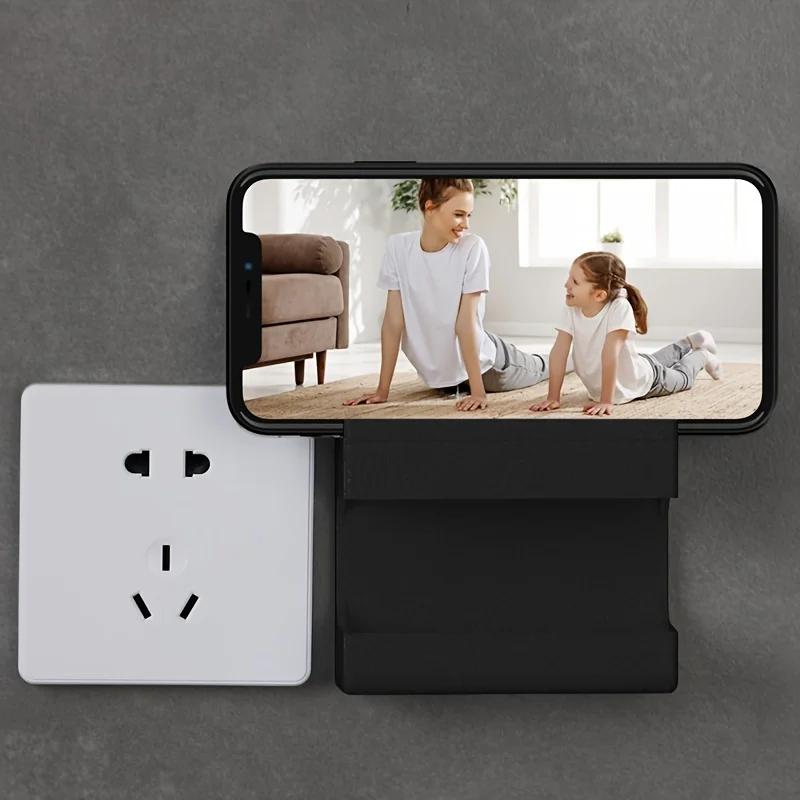 1pc Mobile Phone Charging Bedside Placement Bracket, Fixed Paste Wall-mounted Non-perforated Storage