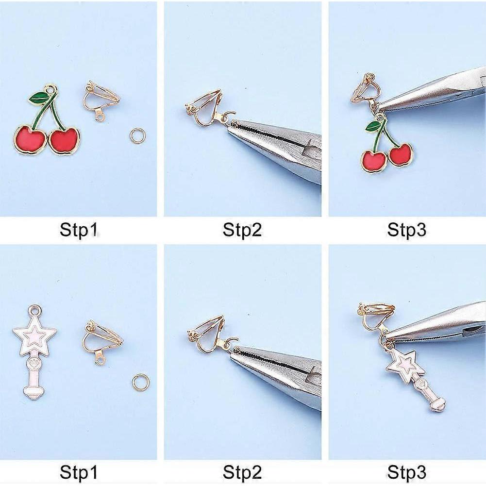 1 Box DIY 12 Pairs Clip On Earrings Pink Themed Clip On Earring Making Kit for Little and Women Jewelry Making Supplies