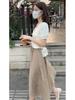Influencer Women's Summer Two-Piece Set: Short Sleeve Crop Top & High Waist Midi Skirt