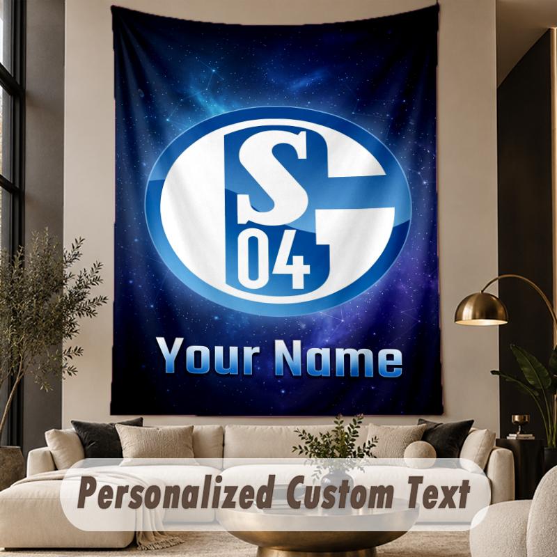 Custom Text Tapestry Schalke 04 FC Print Wall Tapestry Indoor Living Room Wall Decor