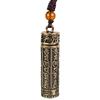[HannaFires] Brass Tibetan Rotating Prayer Wheel Necklace with Six-Character Mantra, Amulet for Peace, Good Luck, and Feng Shui