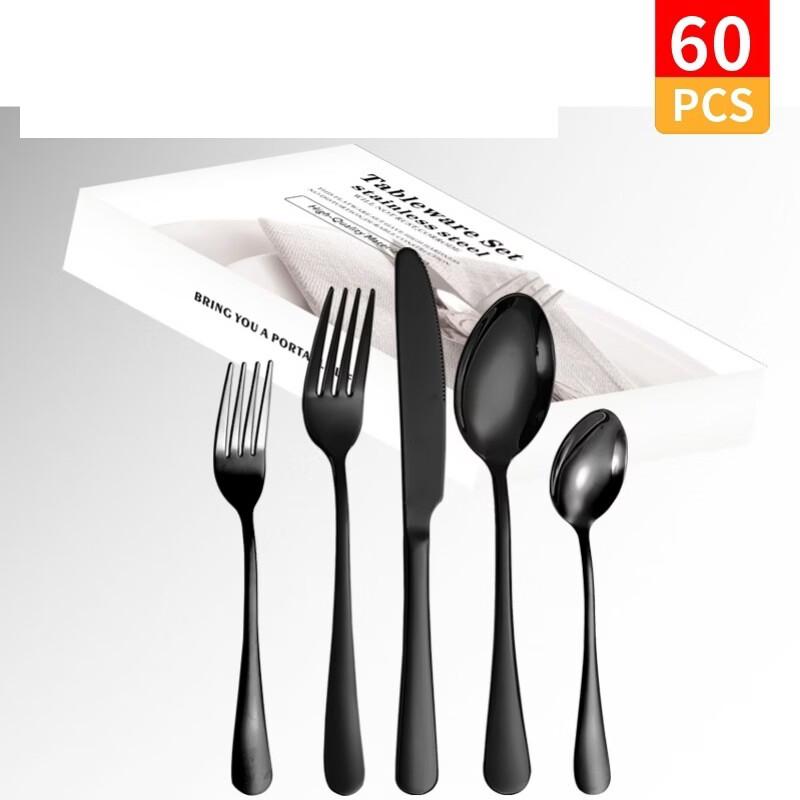 ZISIZ Colored Stainless Steel Cutlery Set, 60-Piece