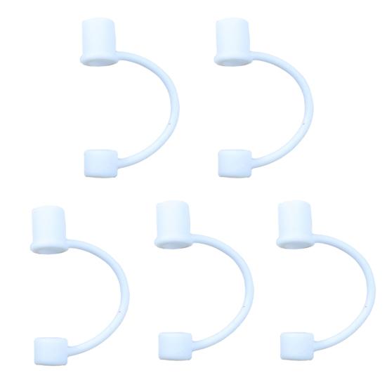 5Pcs Silicone Straw Cover for 8mm Large Diameter Straws Toppers U-Shaped Lanyard Straw Lid Dust-Proof Reusable Straw Protector for Glass Stainless