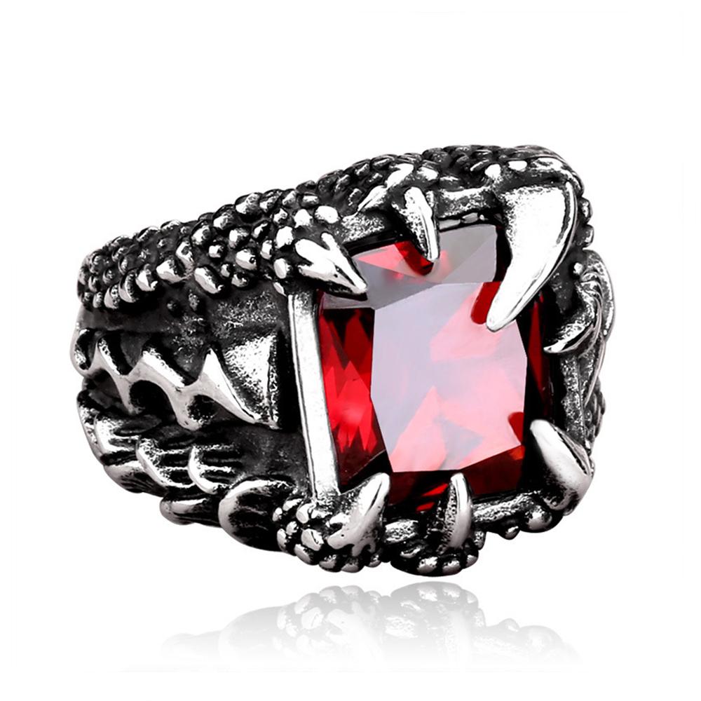 Vintage Viking Dragon Claw Stone Ring For Men Boy Stainless Steel Punk Rock Nordic Style Rings Fashion Jewelry Gift Dropshipping
