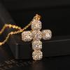 Moderne Klassische Vergoldete Kreuz Halskette für Damen Europäischer und Amerikanischer Charme Mikrostein Edelstahl Anhänger Schmuck