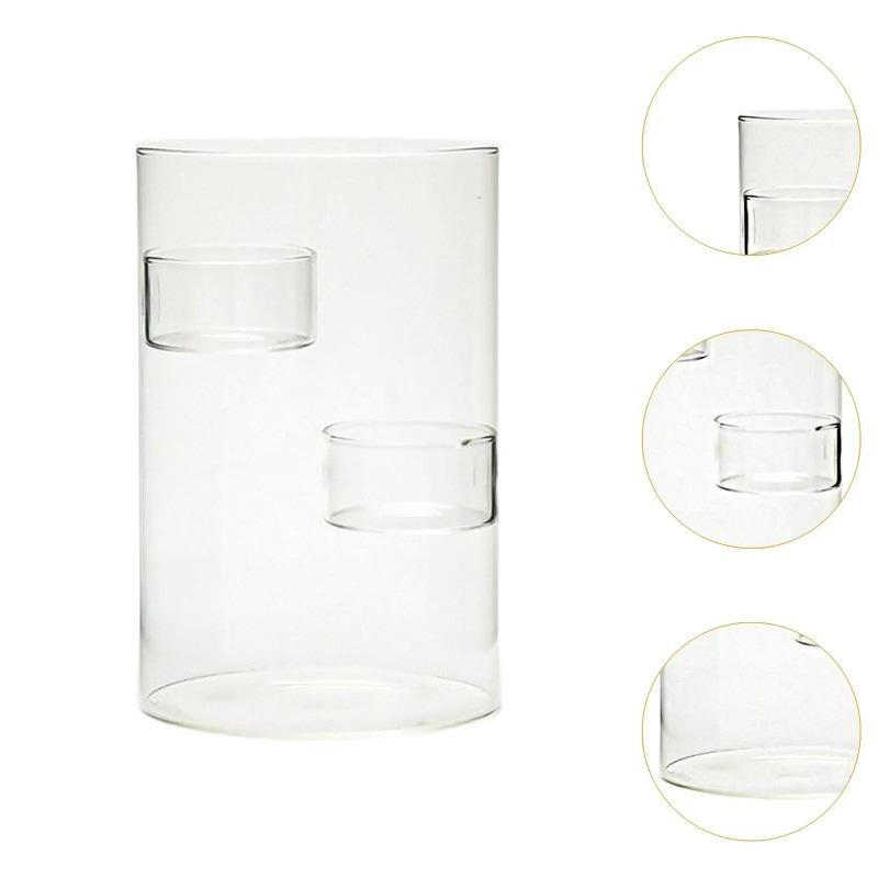 Glass Candle Holder Cylinder Candle Stand,Elegant,Decorative Decorative for Tea Light for Home Table Centerpiece Decoration