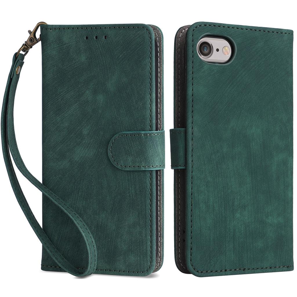For iPhone 6/6s/7/8/SE (2020)/SE (2022) Case RFID Blocking Wallet Phone Cover with Strap