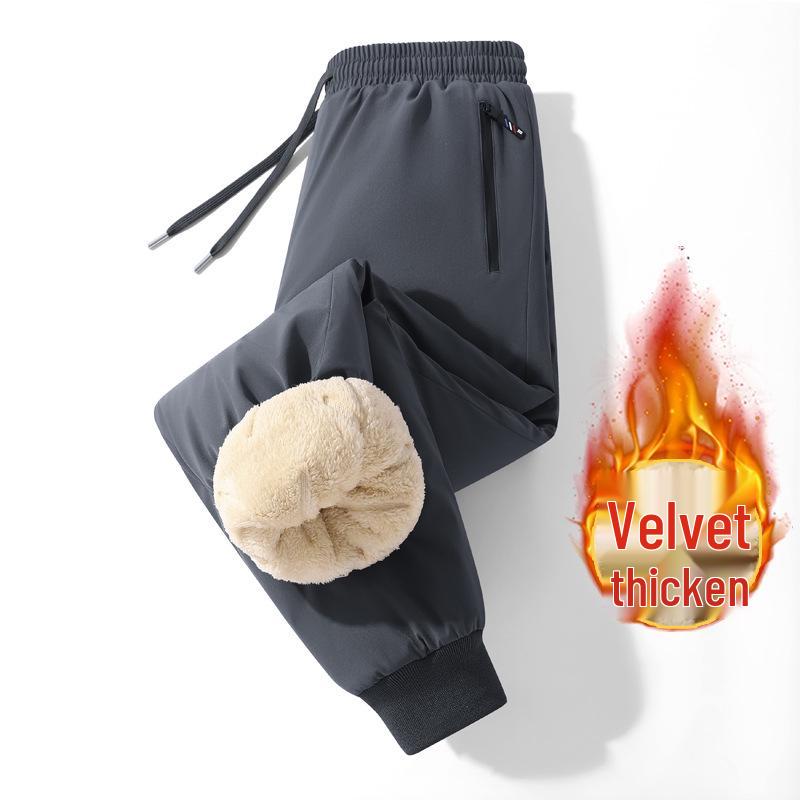 Men's Plus Size Fleece-Lined Lambswool Pants - Warm, Waterproof, Windproof, Loose-Fit Sweatpants