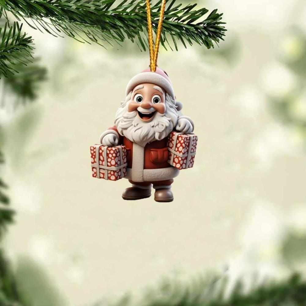 Christmas Tree Cat Pendant 2D Acrylic Christmas Hanging Decoration Funny Christmas Cat Snowman Ornaments Party Decor Xmas Gift