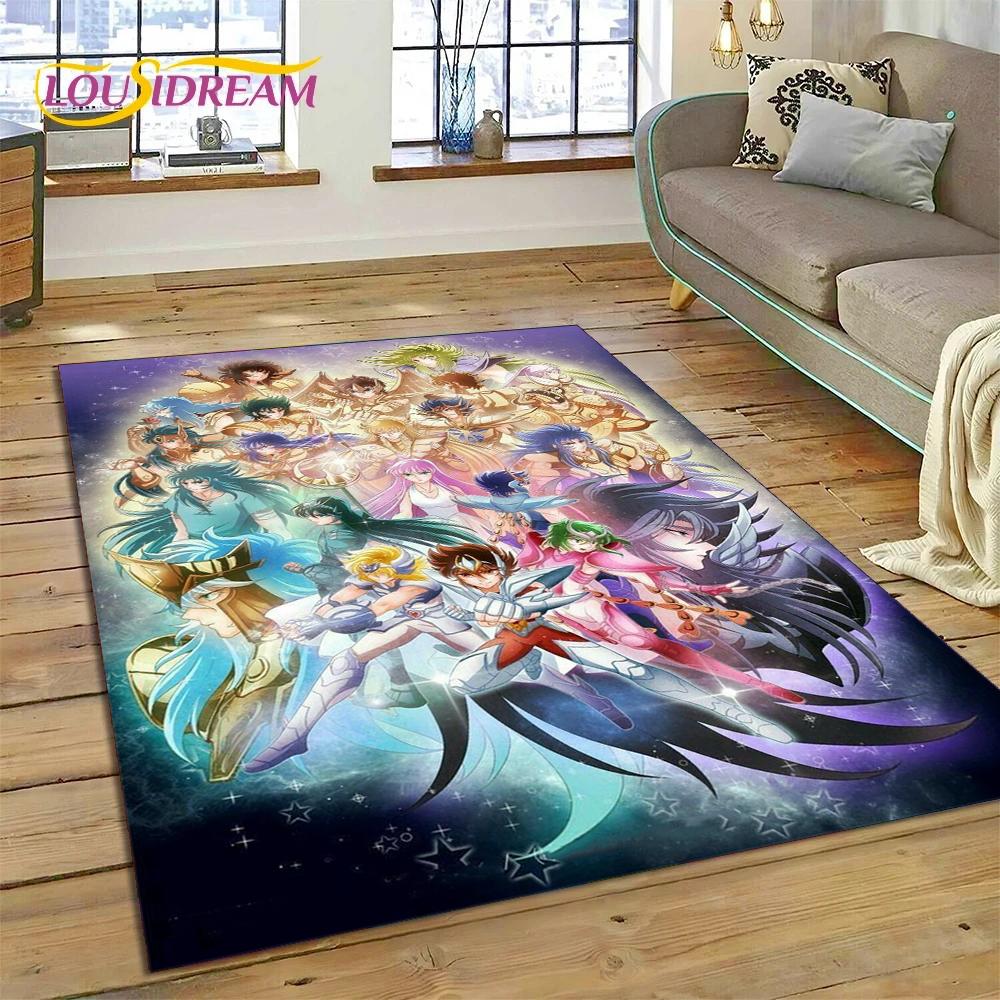 Cartoon Saint Seiya 3D Retro  Anime Rug Carpet for Living Room Bedroom Home Decor,Floor Mat Non-slip for Sofa Doormat Gift Kids