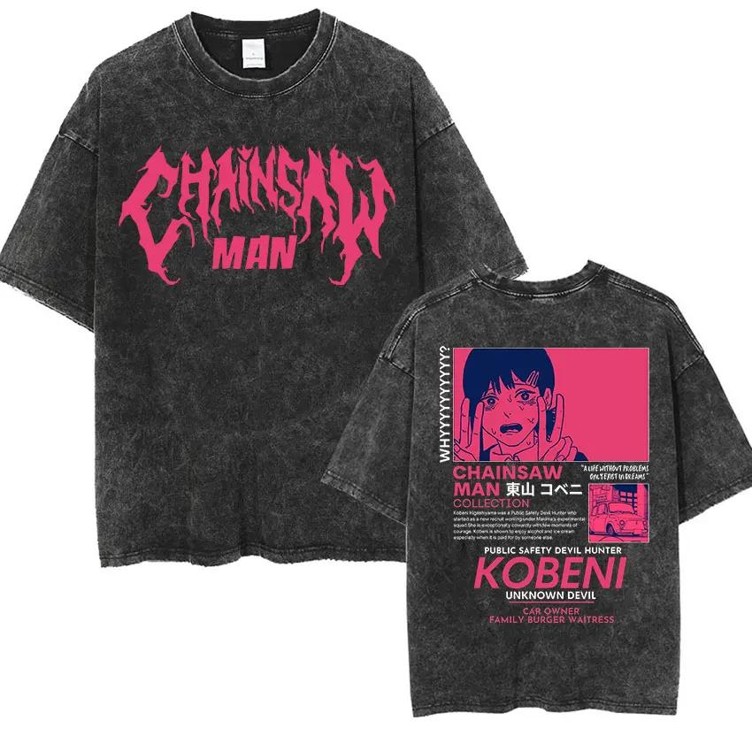 Anime Makima Chainsaw Print TShirt Men Women Hip Hop Oversized Short Sleeve T-Shirt Fashion High Quality Cotton Tees Streetwear