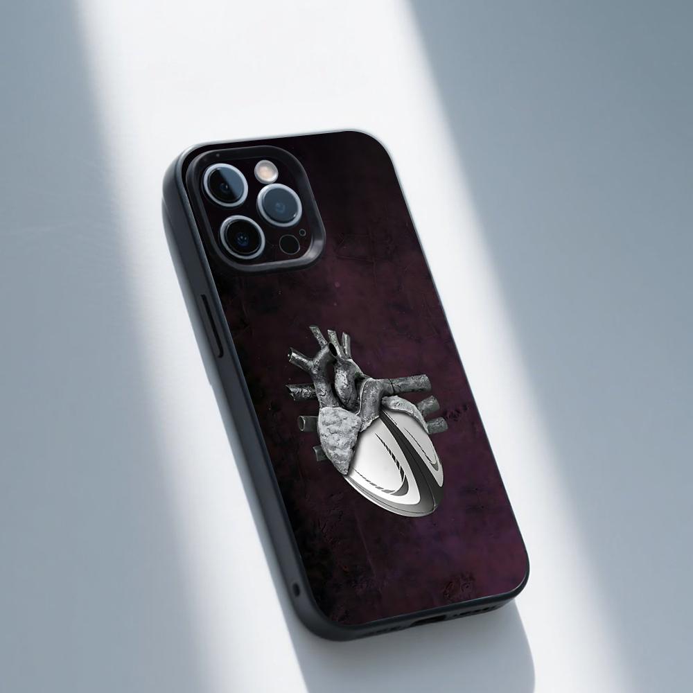 Rugby Sport Phone Case For iPhone 16,15,14,13,12,11,Pro,Max,Plus,X,XS,XR,SE,8,7,Mini,Soft Silicone Black Case