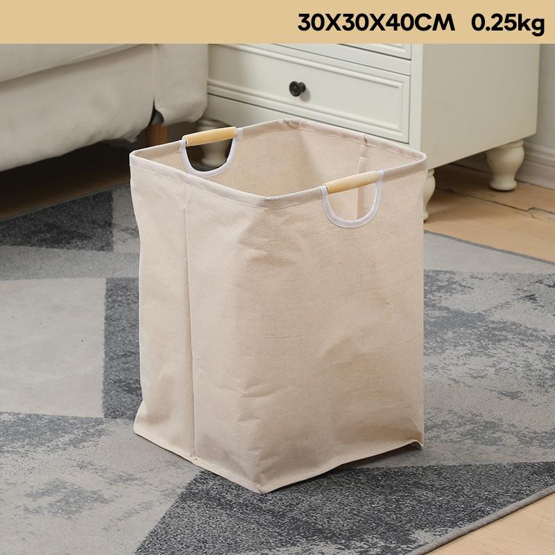 

Дышащая льняная корзина для белья, складная корзина, деревянная ручка, контейнер для хранения, большая вместимость, органайзер для грязной одежды, многоцелевое домашнее хранение для ванной комнаты 30x30x40cm