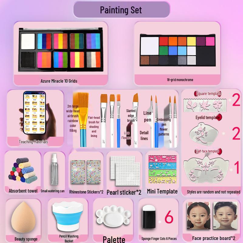MengHui 12-Color Kids' Face Paint Set - Water-Soluble Body & Stage Makeup