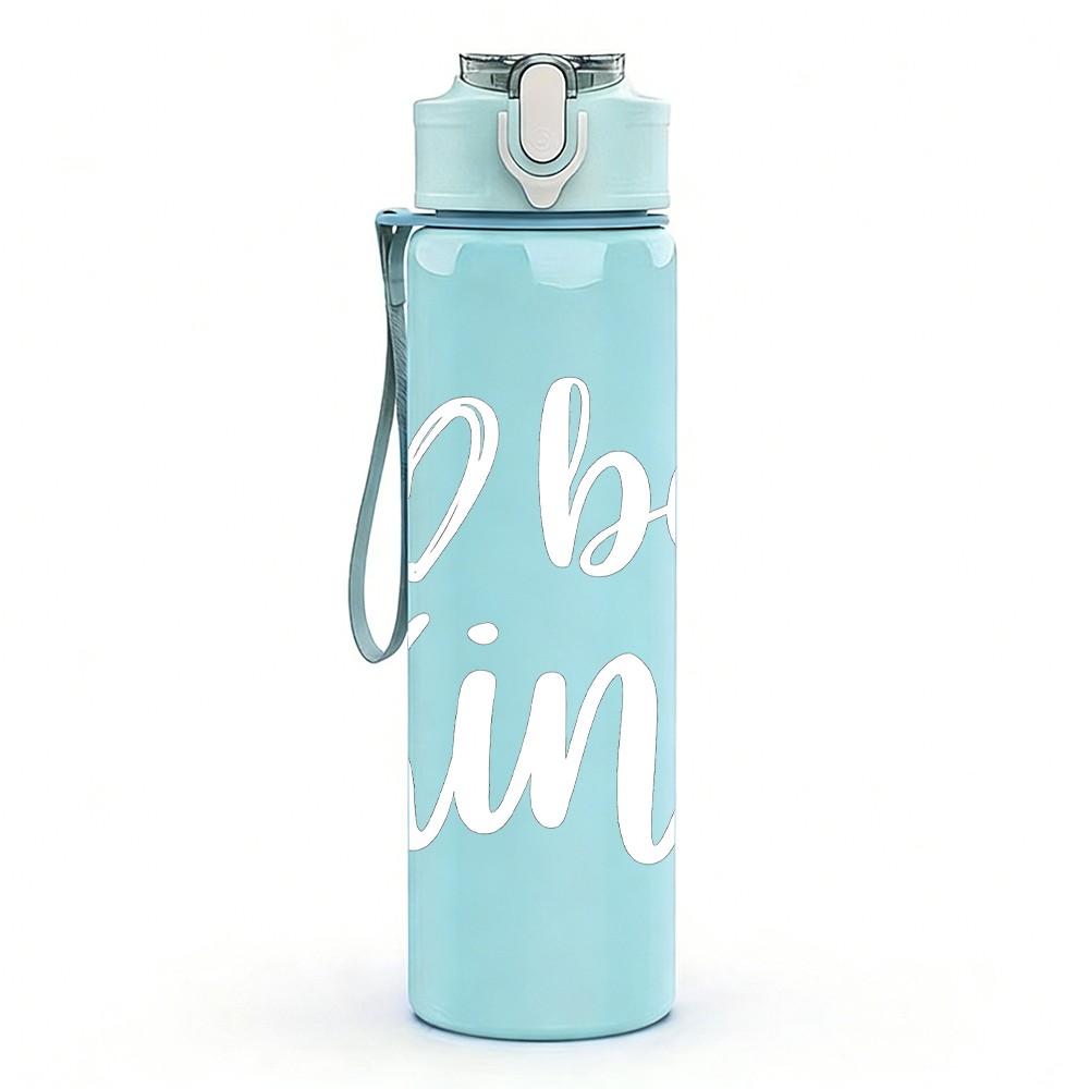 1PC Be Kind White Minimal Line Print 750ml Color Plastic Sports Water Bottle Leakproof Flip Straw Lid Suitable for Sports Office Home Use