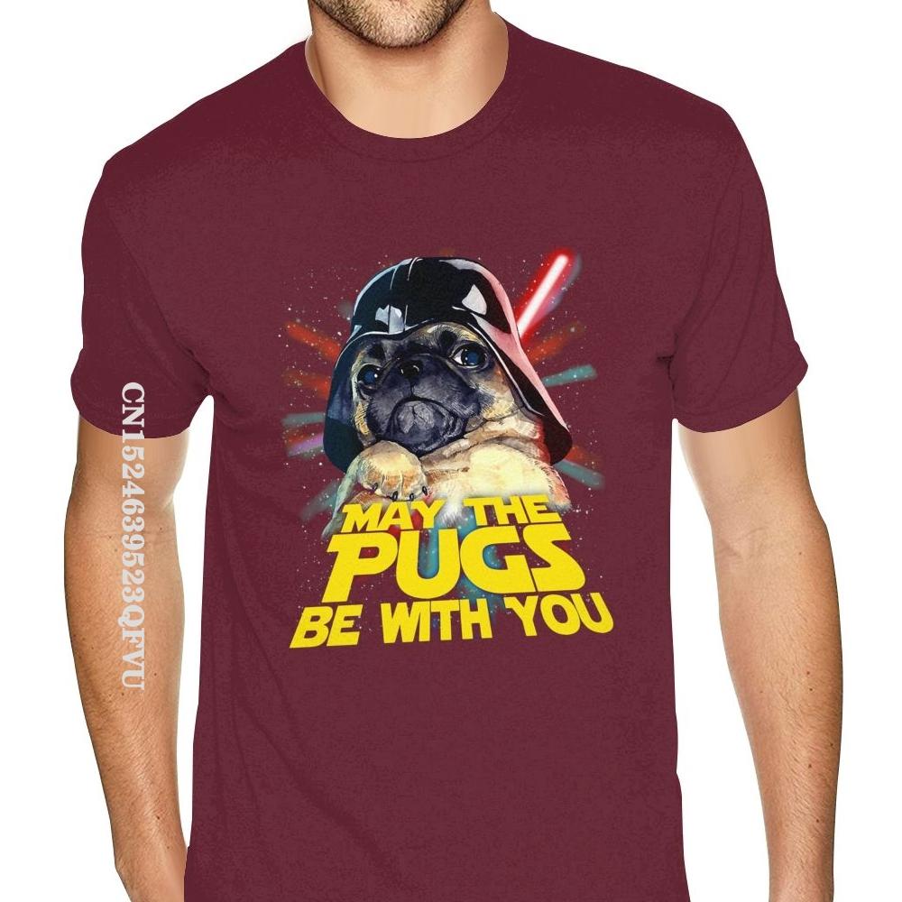 May The Pugs Be With You Tees Shirt Guys Oversized T-Shirt Men's Gothic Anime Tshirt Fashionable Brand Top Vintage Tee Shirt
