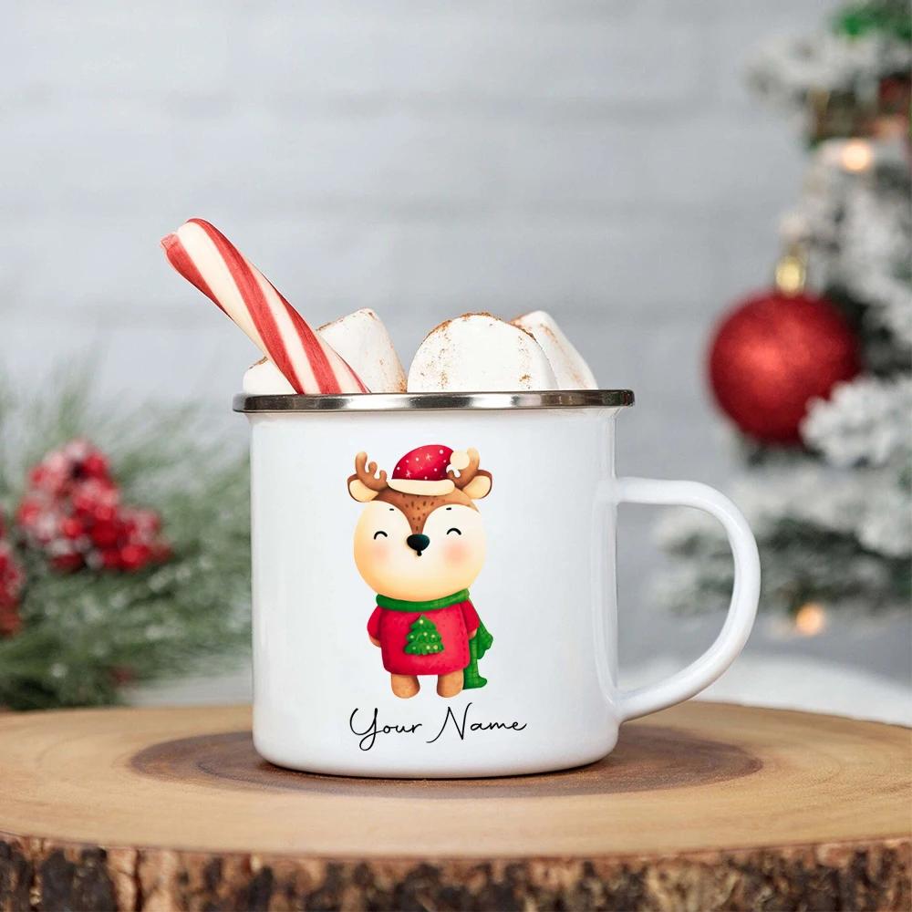 Personalised Christmas Childrens Hot Chocolate Mug Kids Xmas Enamel Mug Stocking Stuffer Gift Christmas Eve Box Ideas Gift