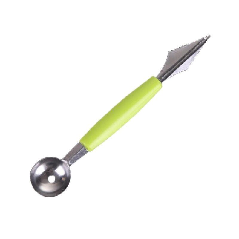 Household Kitchen Tools Double Function Stainless Steel Fruit Watermelon Scooper Carving Knife Fruit Cutter Ice Cream Scooper